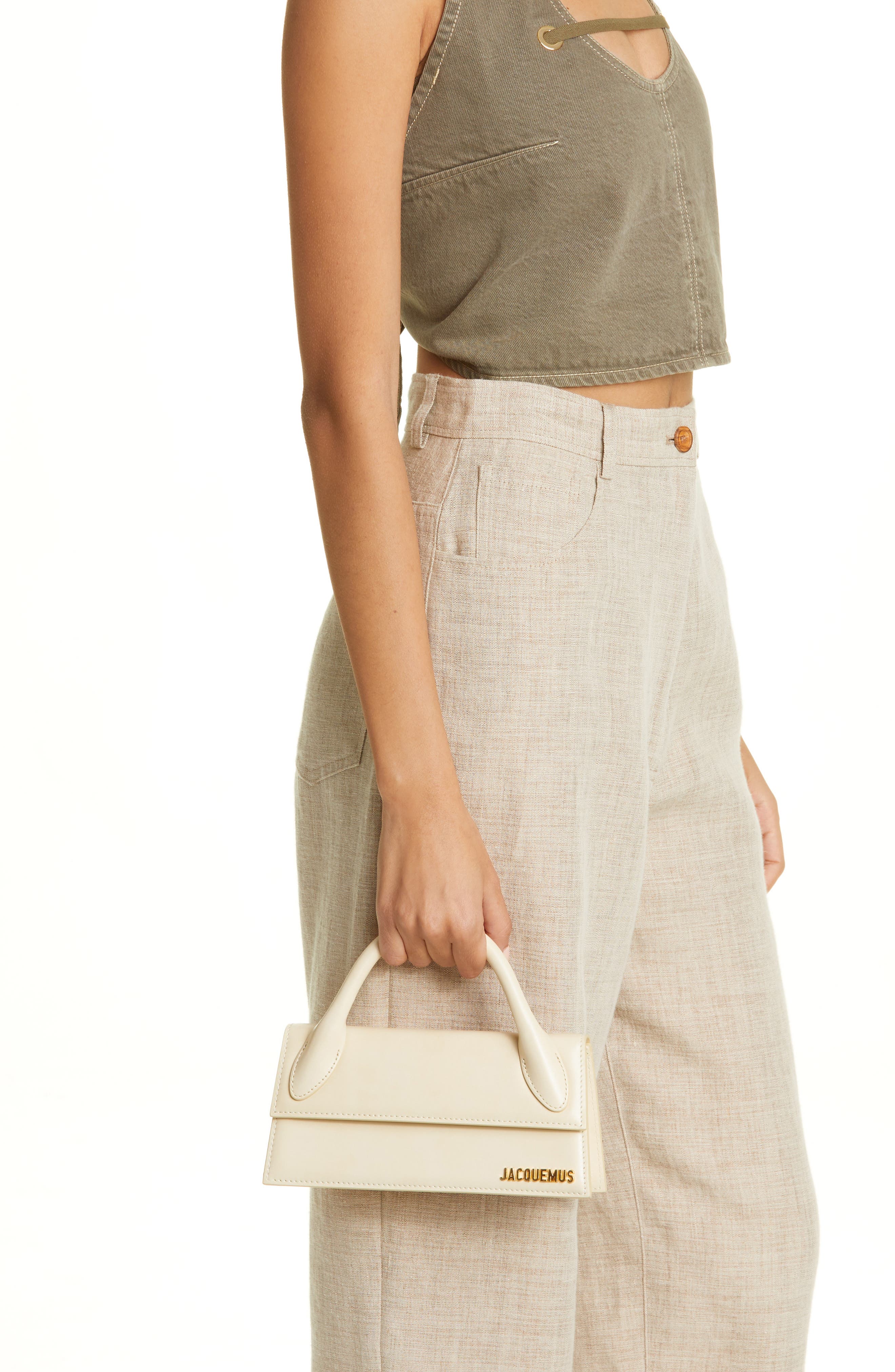 Le Chiquito Long Leather Top Handle Bag, Alternate, color, IVORY