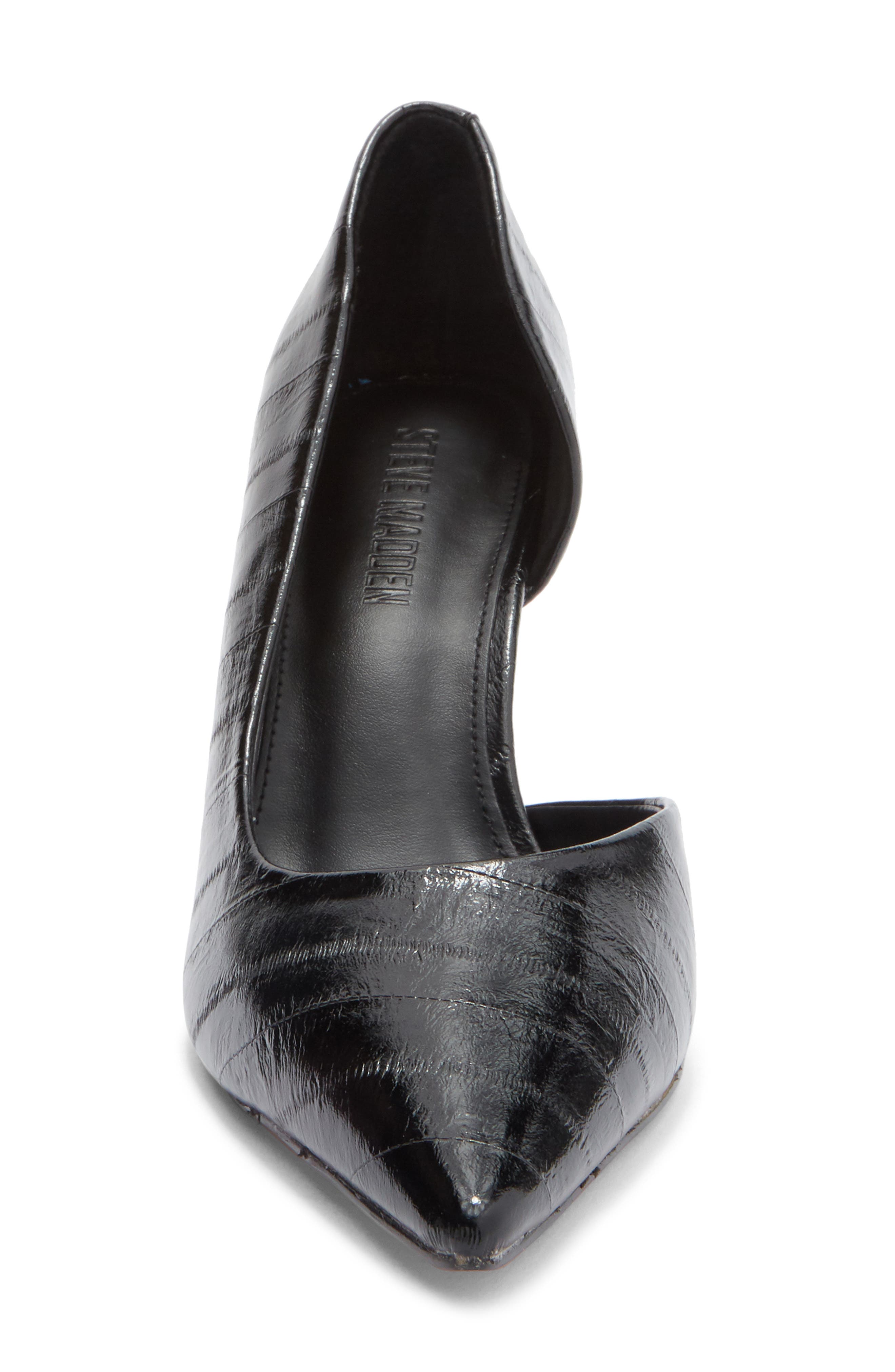 Steve Madden Nula Pointed Toe Half d'Orsay Pump, Alternate, color, Black Eel