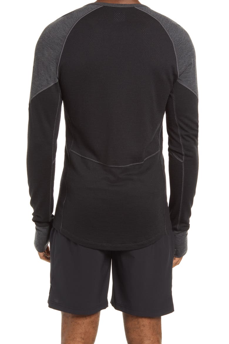 260 Zone Tech Merino Wool Crewneck Base Layer Top, Alternate, color, JET HEATHER/ BLACK