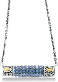 SAMUEL B. Sterling Silver & 18K Gold Pavé Blue Sapphire Pendant Necklace