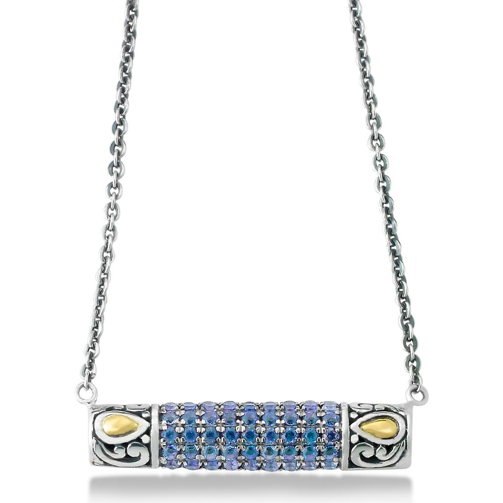 Samuel B. Sterling Silver & 18k Gold Pavé Blue Sapphire Pendant Necklace In Blue