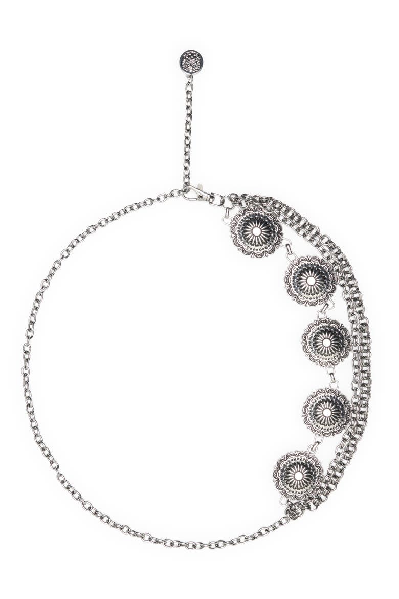 Chain Swag Concho Metal Belt, Main, color, ANTIQUE SILVER