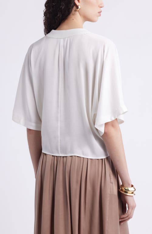 Nordstrom Tie Front Crop Top In Gray