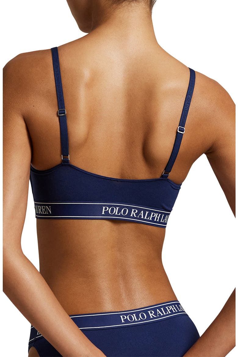 Logo Band Scoop Neck Bralette, Alternate, color, NAVY