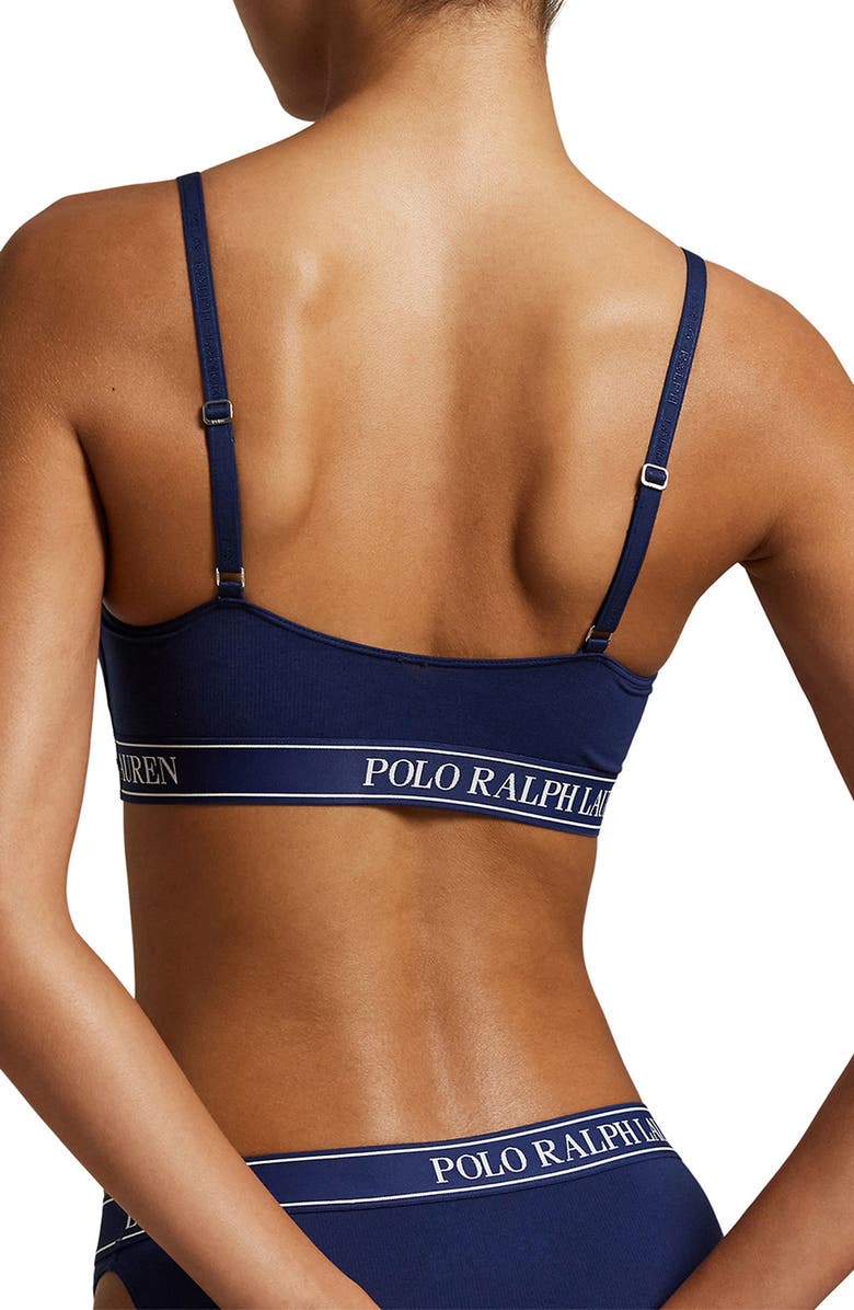 Polo Ralph Lauren Logo Band Scoop Neck Bralette, Alternate, color, Navy