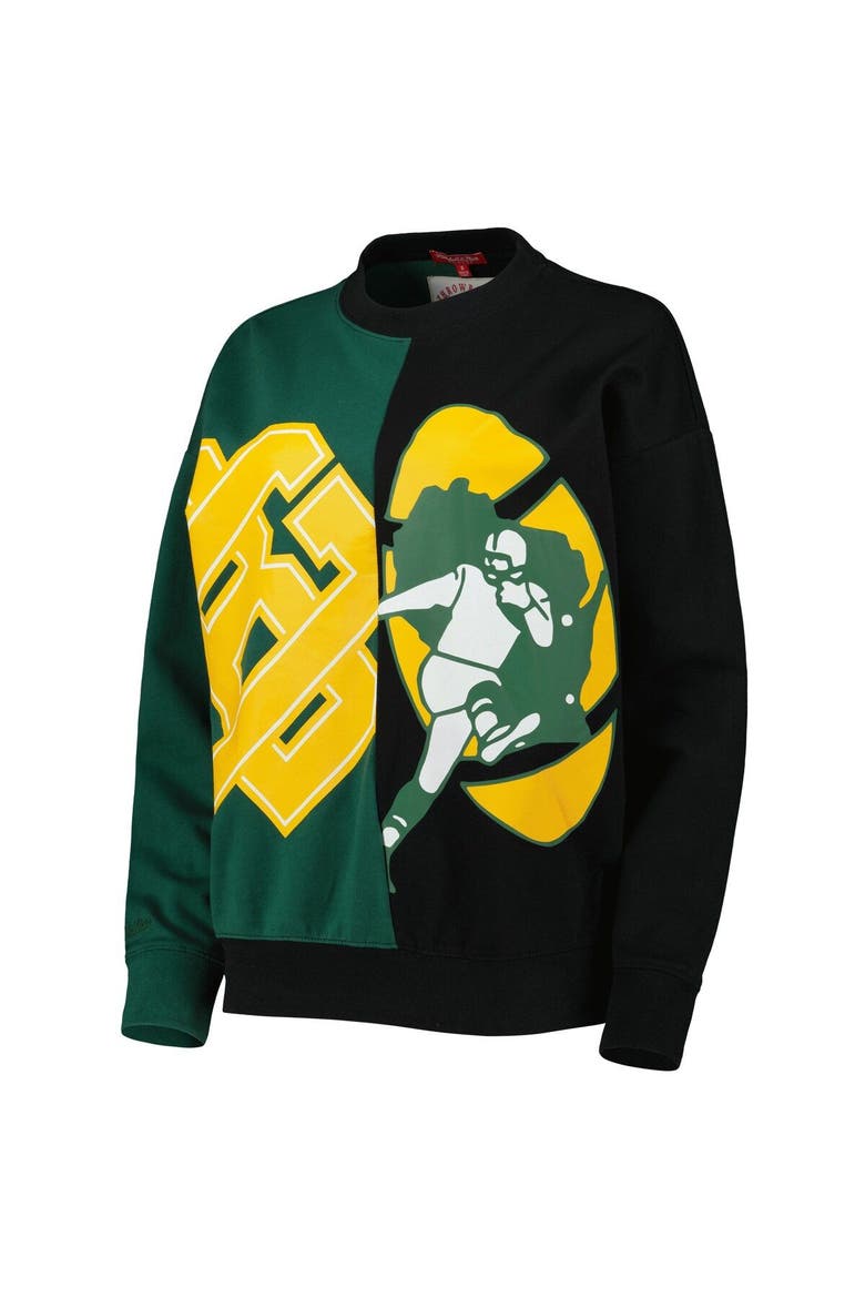 Women's Mitchell & Ness Green/Black Green Bay Packers Big Face Pullover Sweatshirt, Alternate, color, Green