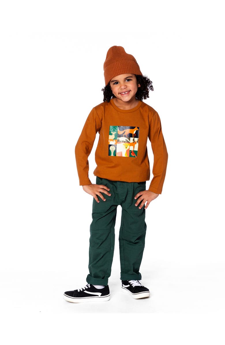 Deux par Deux Long Sleeve Cotton Jersey Tee Shirt, Alternate, color, Orange Brown