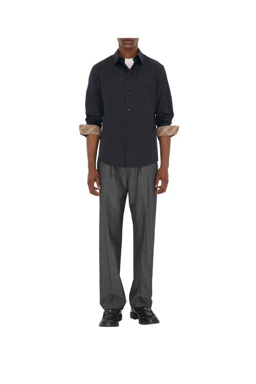 Burberry Sherfield Equestrian Knight Stretch Cotton Poplin Button-up Shirt