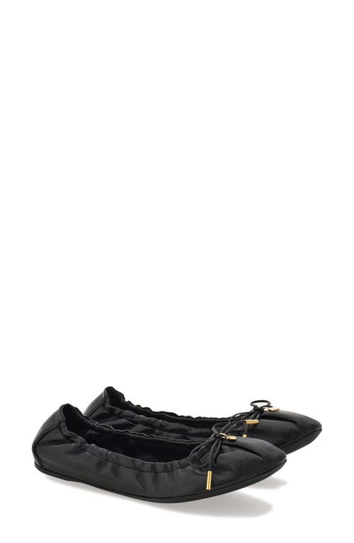 Ferragamo Elasticated Nappa Leather Ballet Flats In Nero
