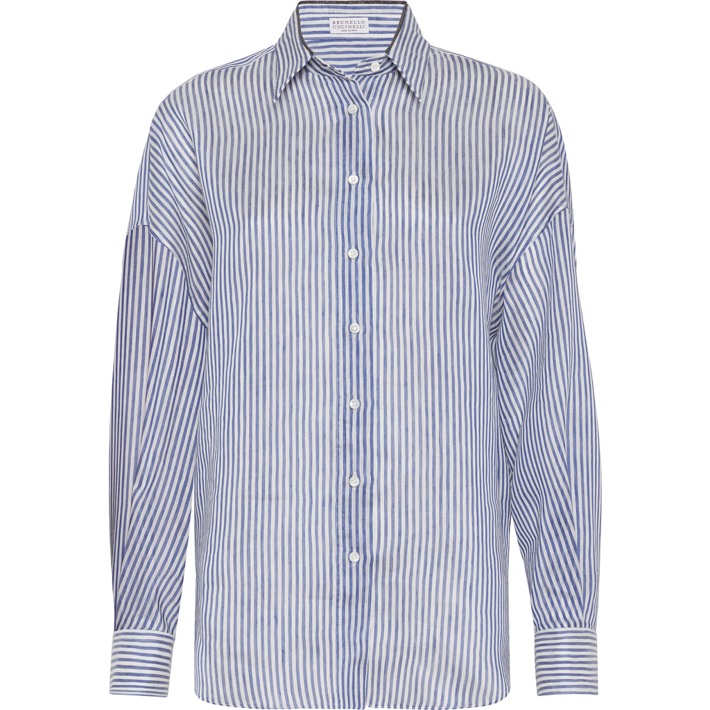 Brunello Cucinelli Organza Shirt In Azure