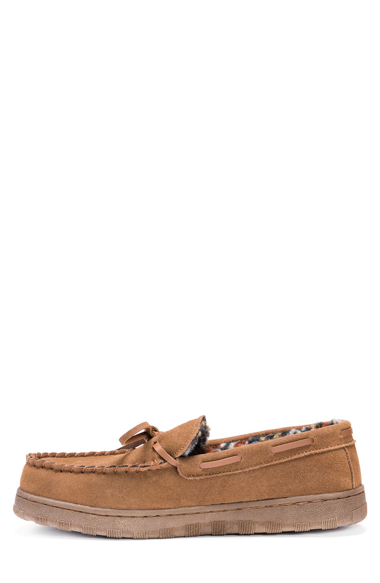 MUK LUKS Paul Printed Berber Suede Faux Fur Lined Slipper, Alternate, color, Tan