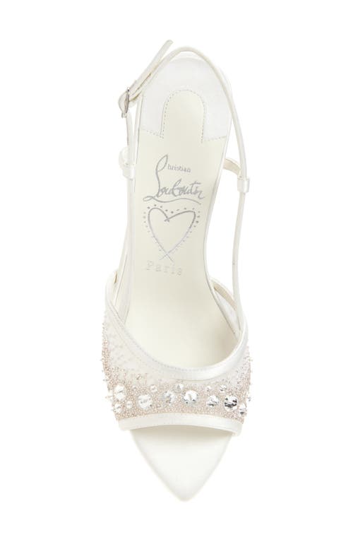 Christian Louboutin Miss Z Crystal Embellished Slingback Sandal In Version Ivory