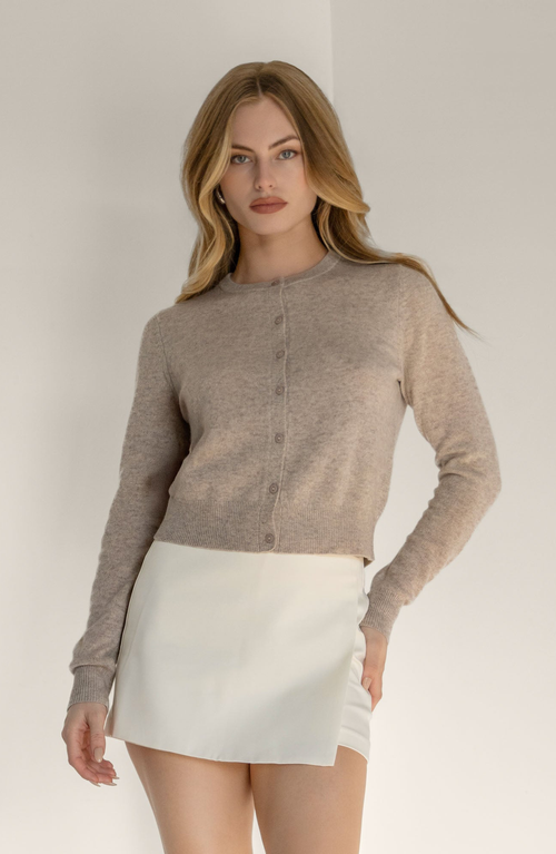 Italic Sadie Cashmere Crew Cardigan In Gray