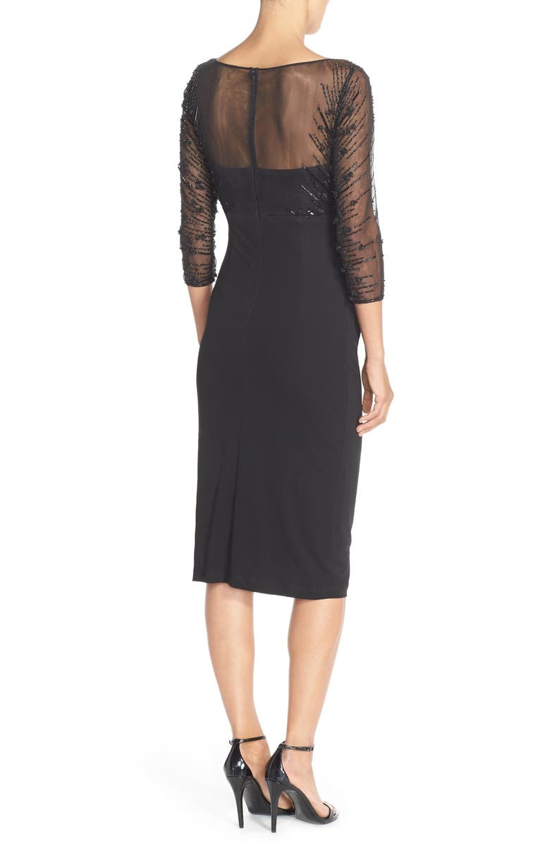 David Meister Embellished Illusion Mesh & Jersey Sheath Dress, Alternate, color, 