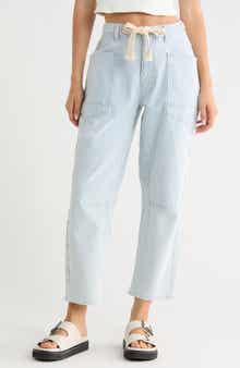 Pinstripe Barrel Jeans
