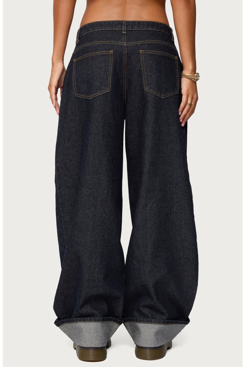 Kella Oversized Low Rise Cuffed Wide Leg Jeans, Alternate, color, INDIGO-BLUE-RAW-WASH