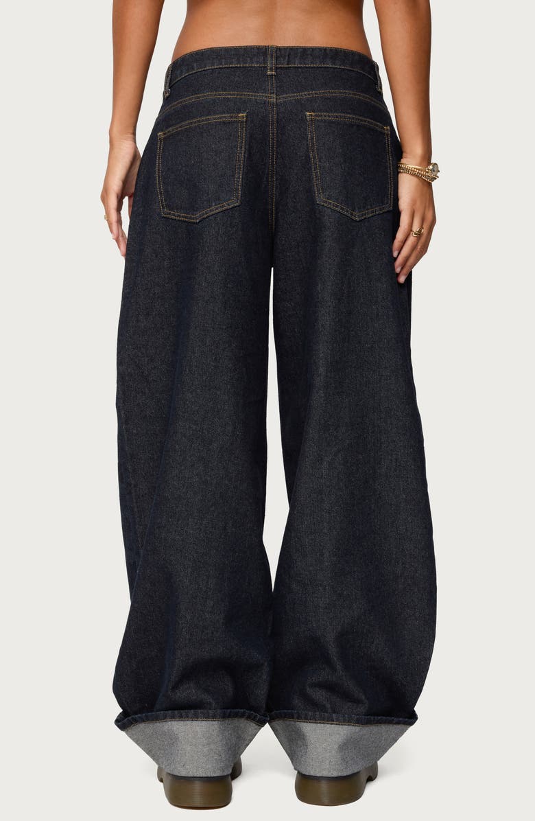 EDIKTED Kella Oversized Low Rise Cuffed Wide Leg Jeans, Alternate, color, Indigo-Blue-Raw-Wash