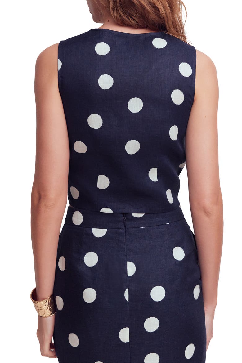 Andrea Linen Sleeveless Button-Up Shirt, Alternate, color, NAVY SPOT