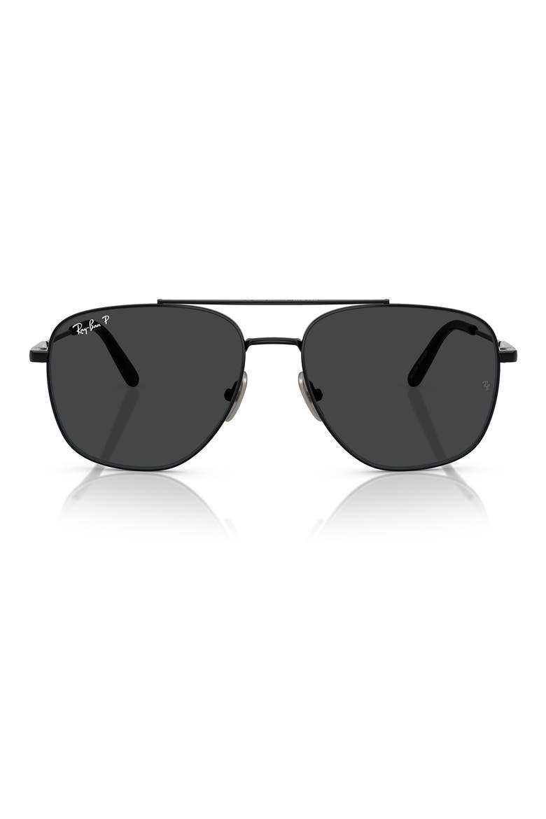 59mm Polarized Square Sunglasses, Main, color, BLACK