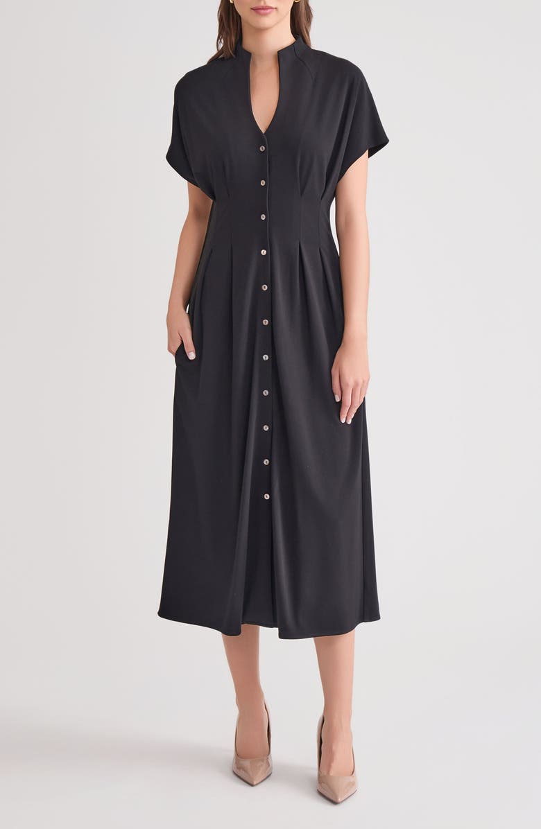 Misook A-Line Midi Dress, Main, color, Black