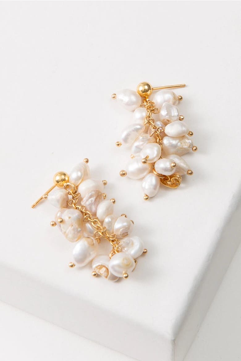Convertible Pearl Cluster Earrings, Alternate, color, Ivory