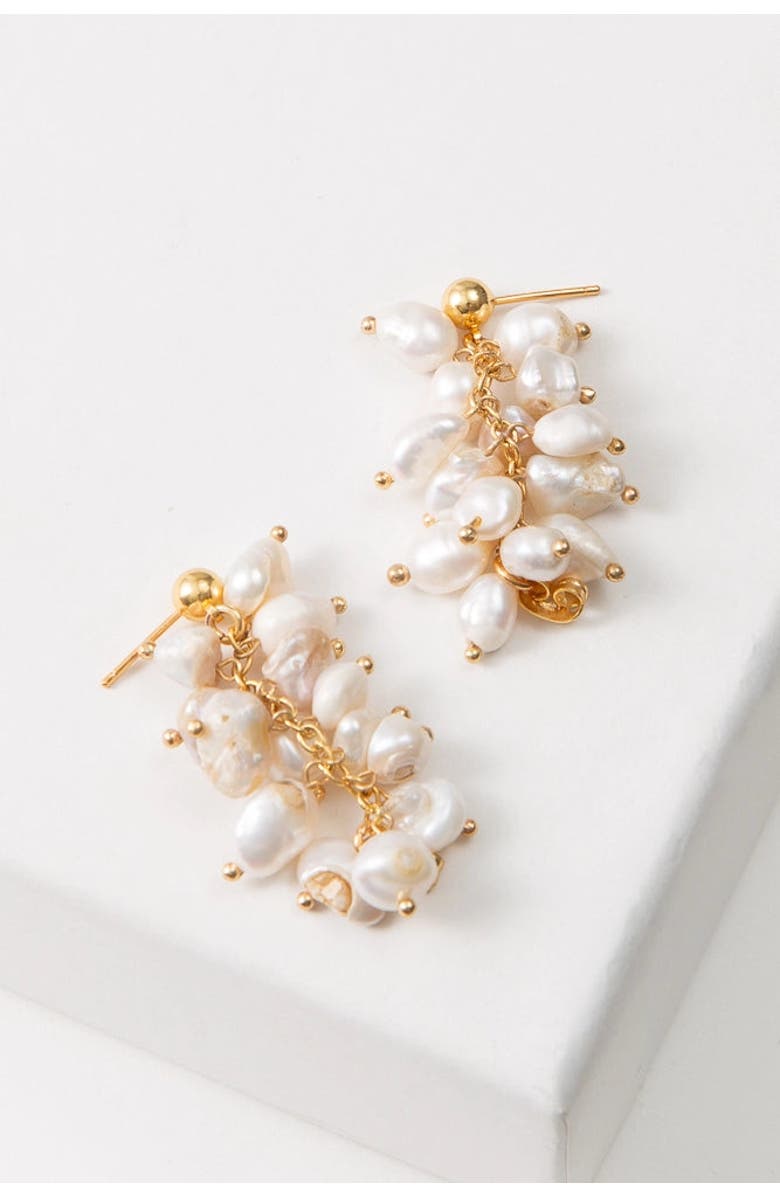 Noonday Collection Convertible Pearl Cluster Earrings, Alternate, color, Ivory