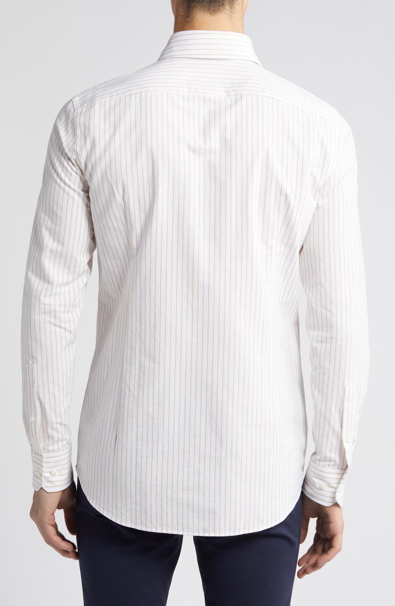 BOSS Camel Hays Kent Slim Fit Stripe Cotton Dress Shirt, Alternate, color, 