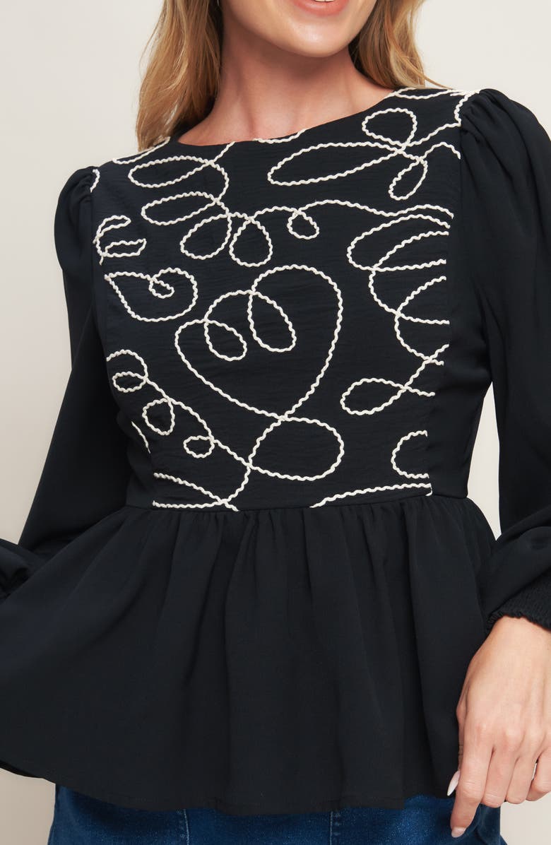 FLYING TOMATO Long Sleeve Woven Top, Alternate, color, Black