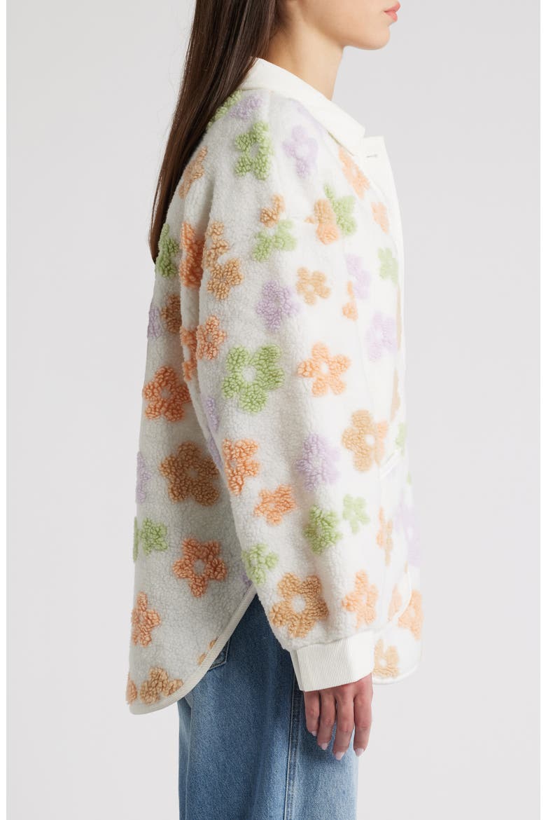 Daisy Floral High Pile Fleece Shacket, Alternate, color, WHITE MULTI FLORAL