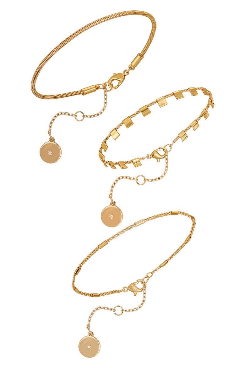 Set of 3 Chain Bracelets, Main, color, GOLD TONE