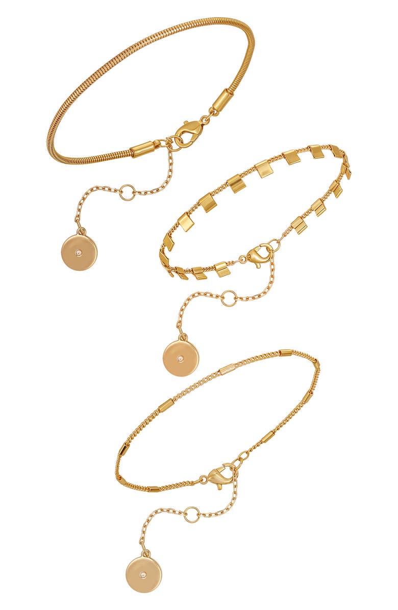 Vince Camuto Set of 3 Chain Bracelets, Main, color, Gold Tone