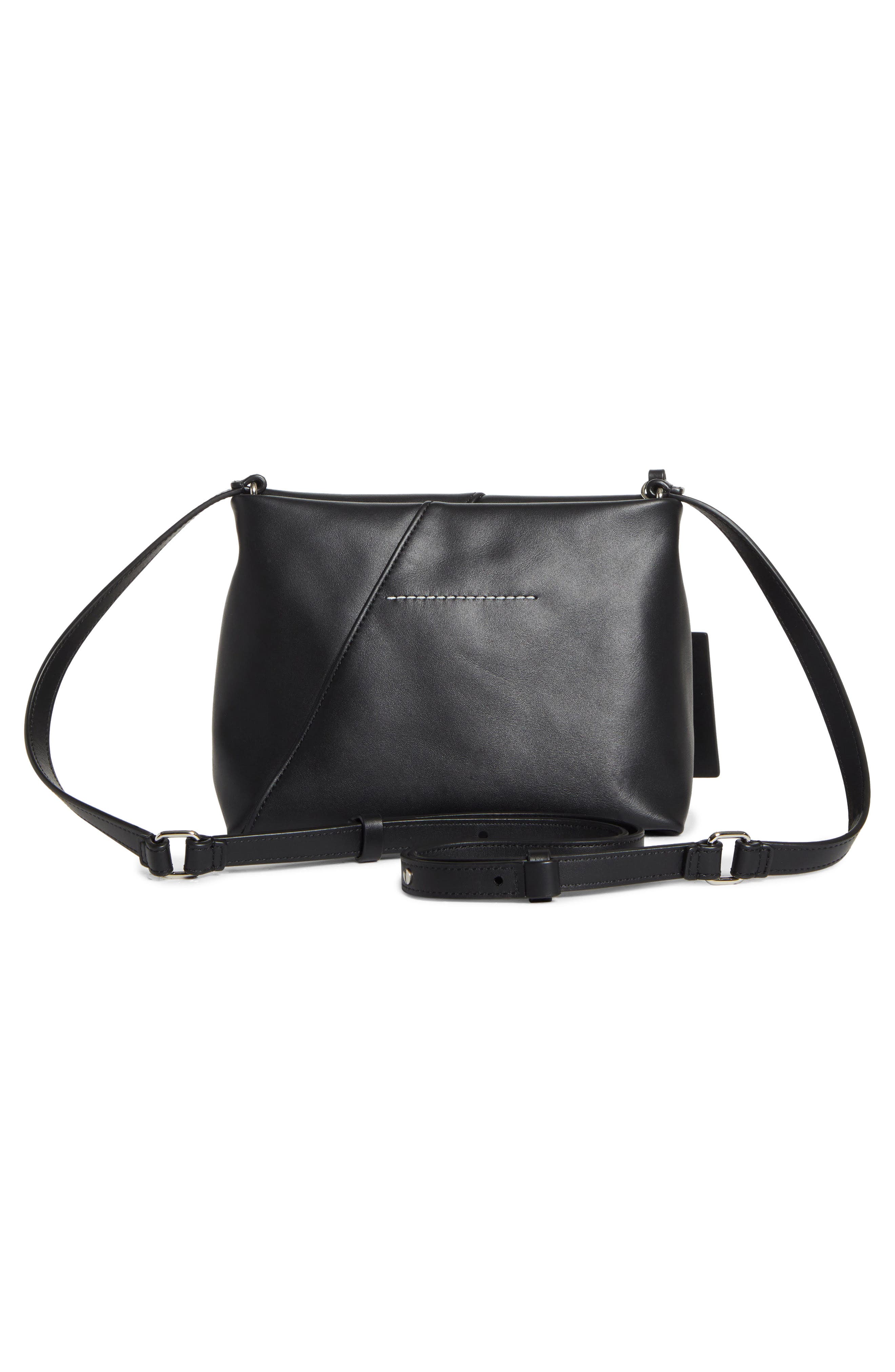 Folded J Leather Shoulder Bag, Alternate, color, T8013 BLACK