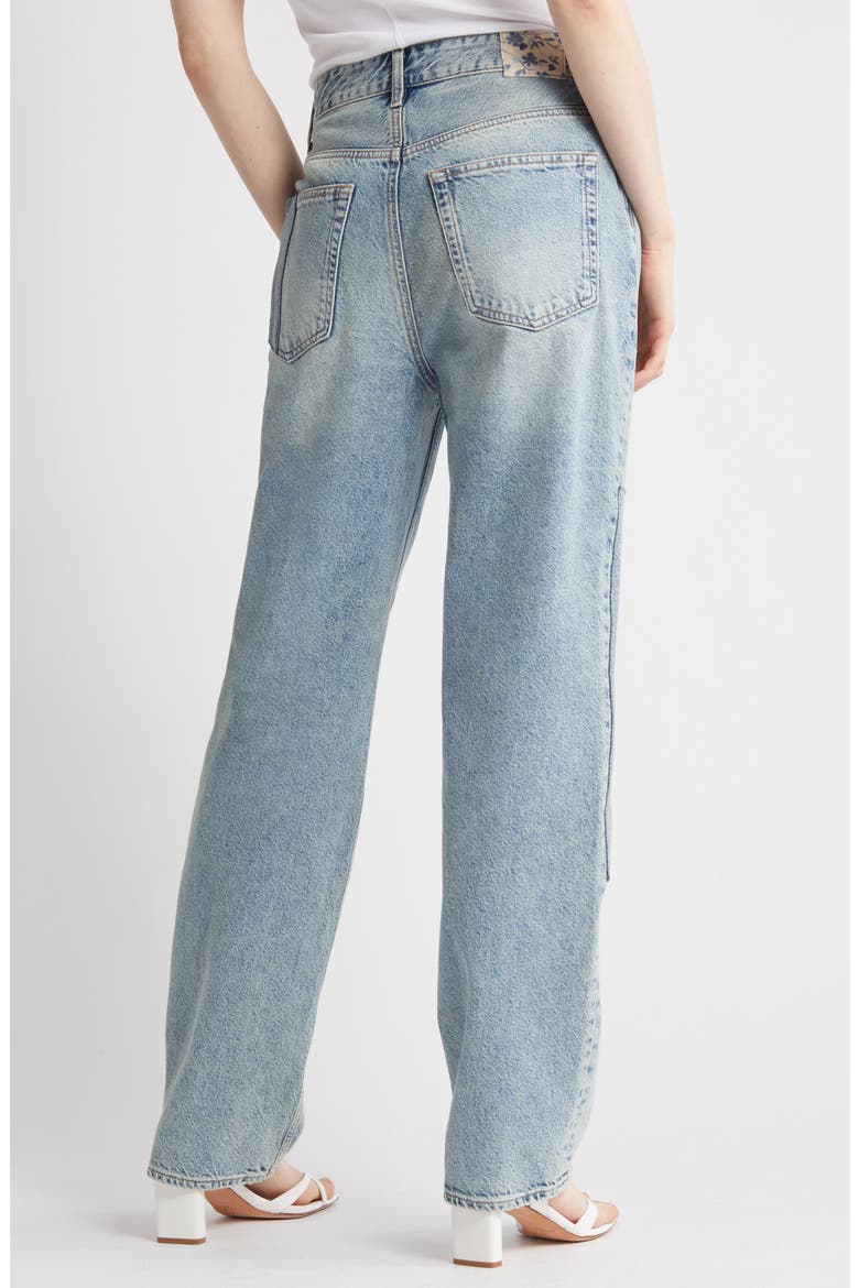 Clove Patched High Waist Relaxed Straight Leg Jeans, Alternate, color, NOMAD