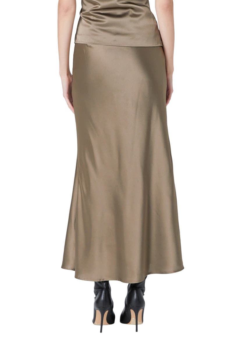Bias Cut Satin Maxi Skirt, Alternate, color, ESPRESSO