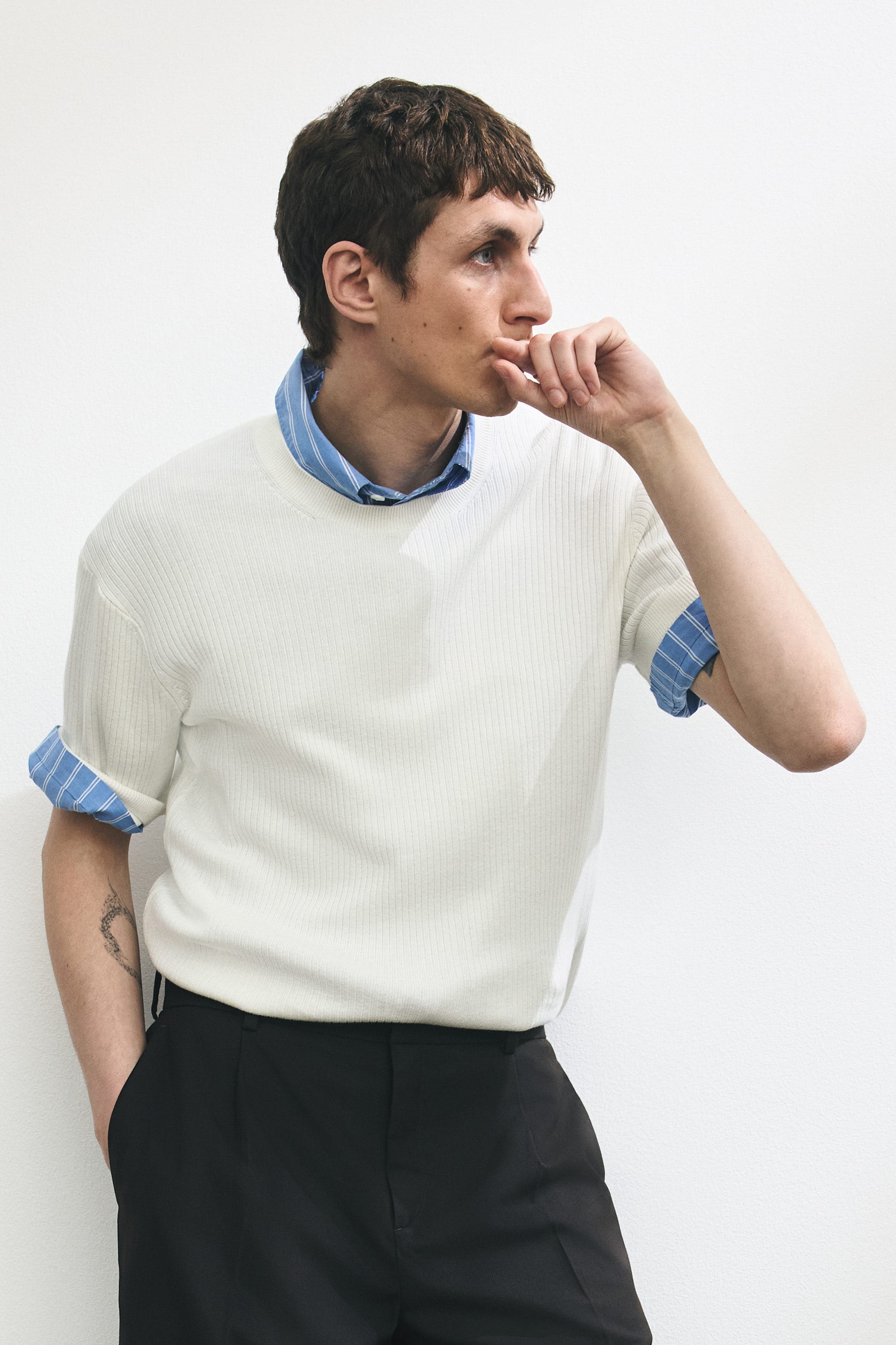 Slim Fit Rib-knit T-shirt - image 2