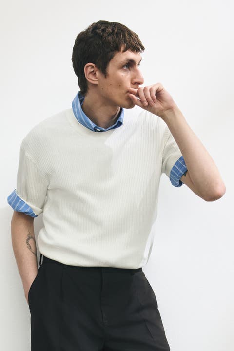 Slim Fit Rib-knit T-shirt
