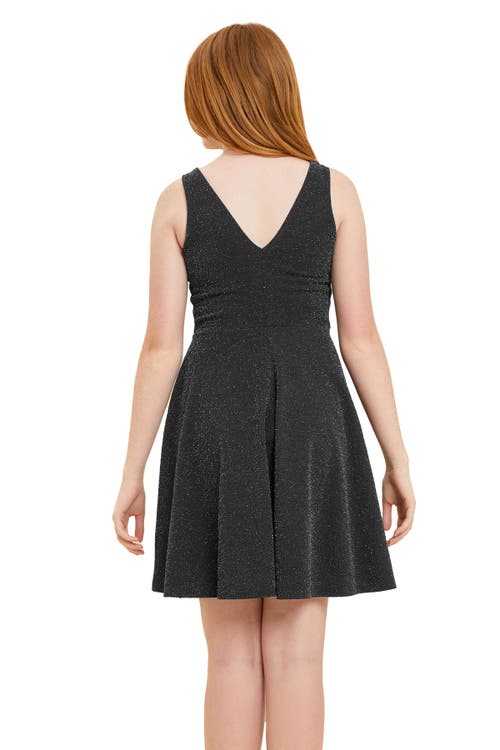 Un Deux Trois Kids' Glitter Fit & Flare Party Dress In Black