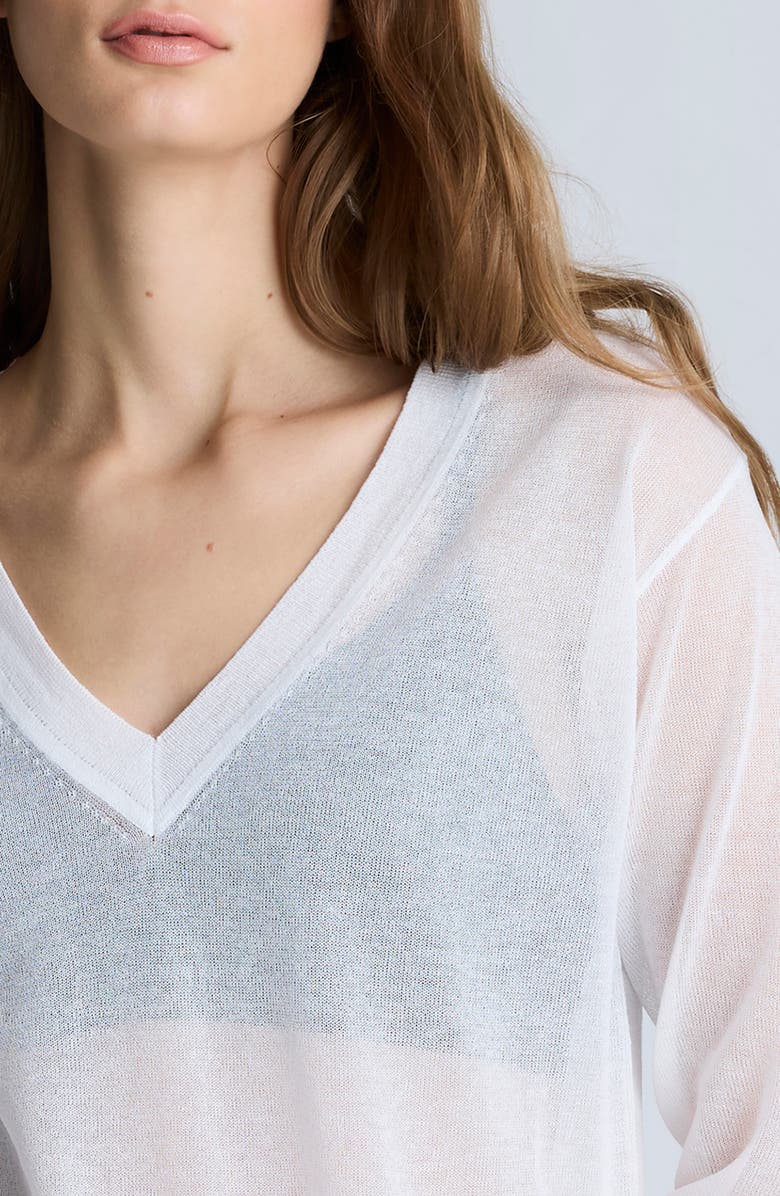 Kenneth Cole Sheer Oversize V-Neck Sweater, Alternate, color, 