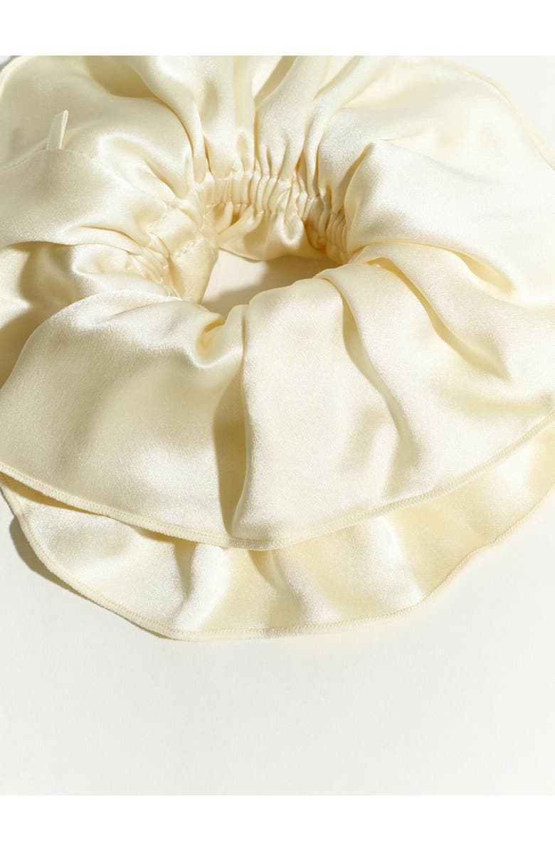 Lost Pattern "Maxi Flower" Double-Layer Oversized Silk Scrunchie, Alternate, color, Cream