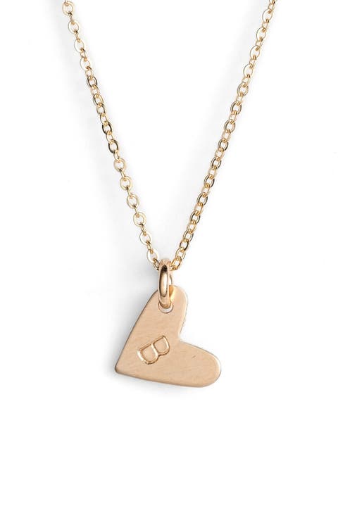 14k-Gold Fill Initial Mini Heart Pendant Necklace