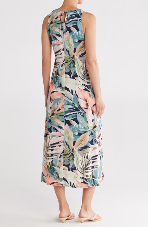 Connected Apparel Keyhole Sleeveless Maxi Dress In Navy