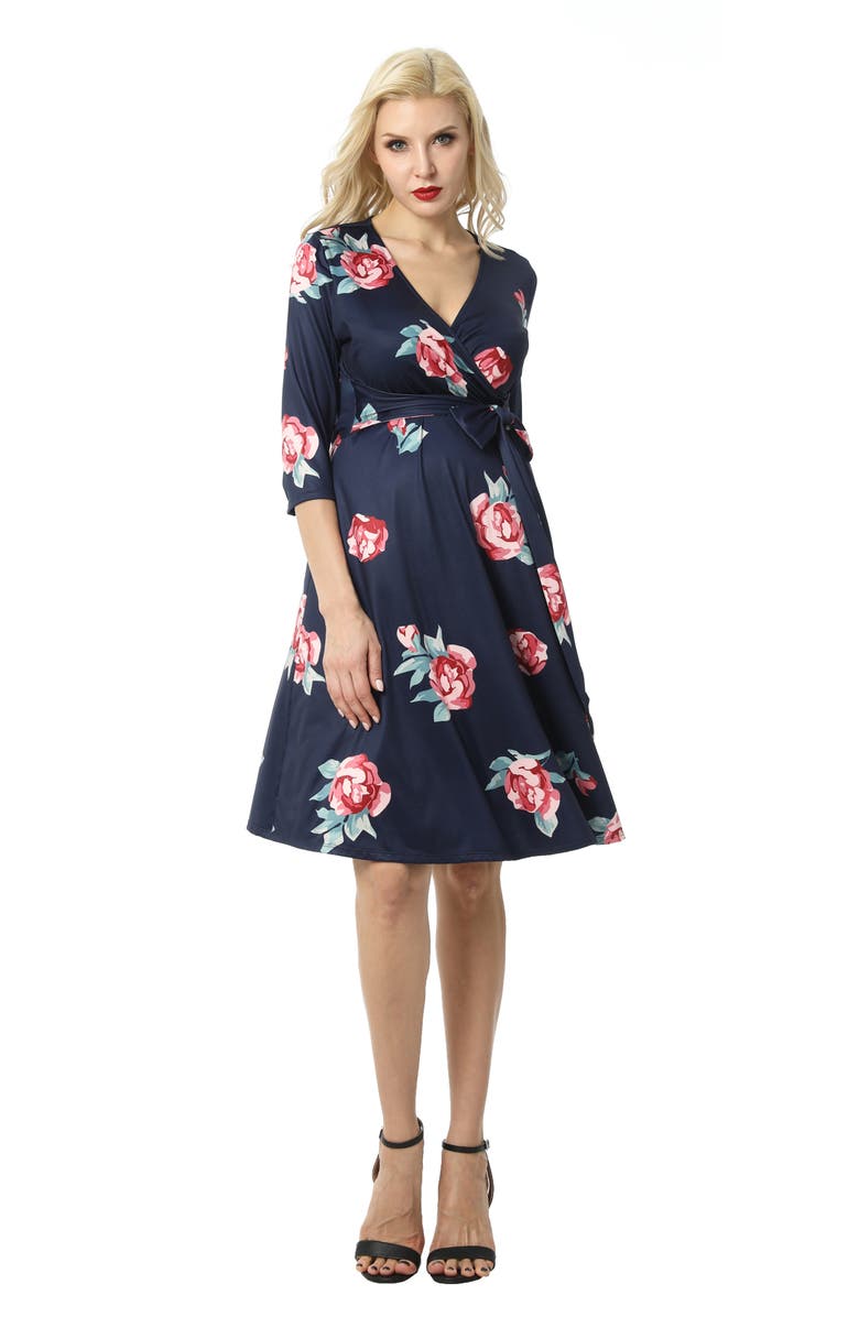 Kimi and Kai Althea Faux Wrap Maternity Dress, Alternate, color, 