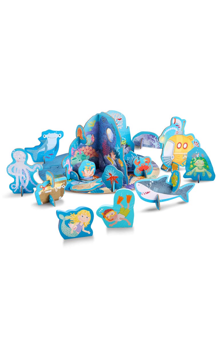 HABA 3D Puzzle Underwater Play World 36-Piece with Wooden Figures, Main, color, Blue Multi