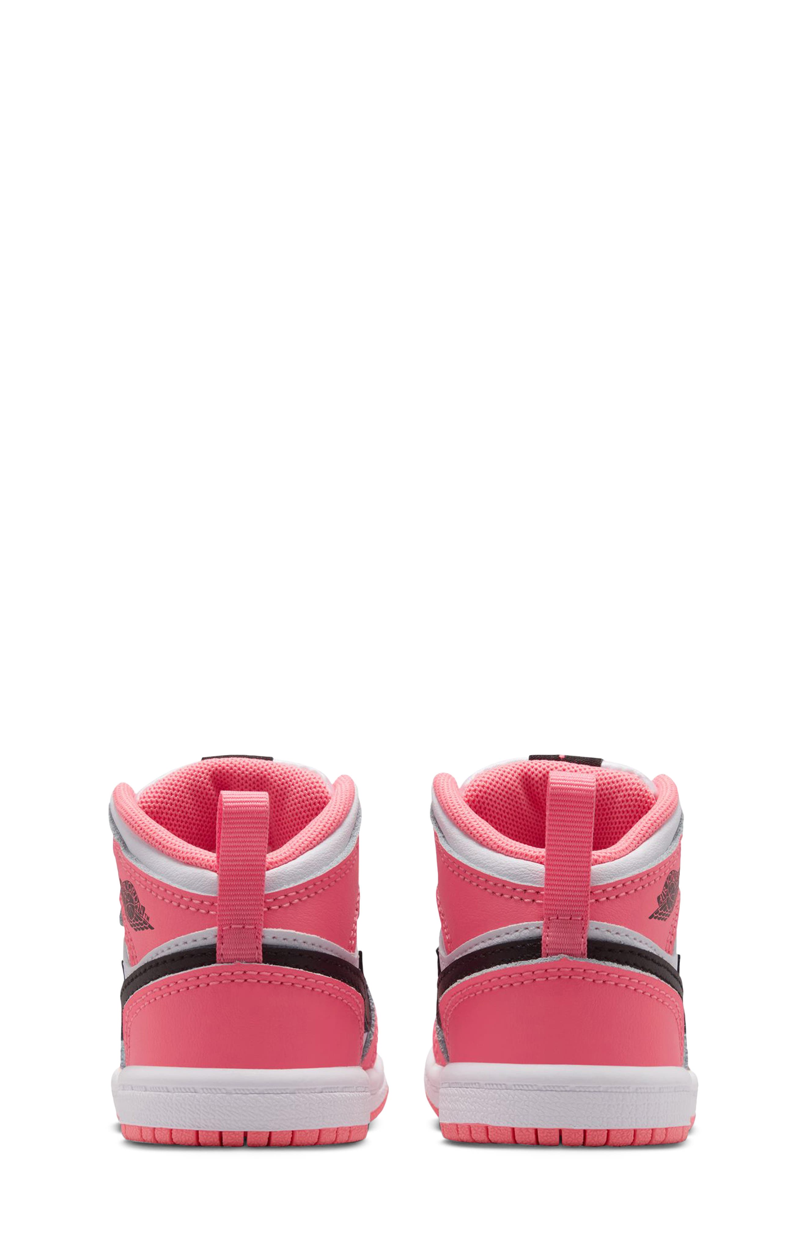 Kids' Air Jordan 1 Mid Sneaker, Alternate, color, PINK GAZE/ BLACK/ WHITE