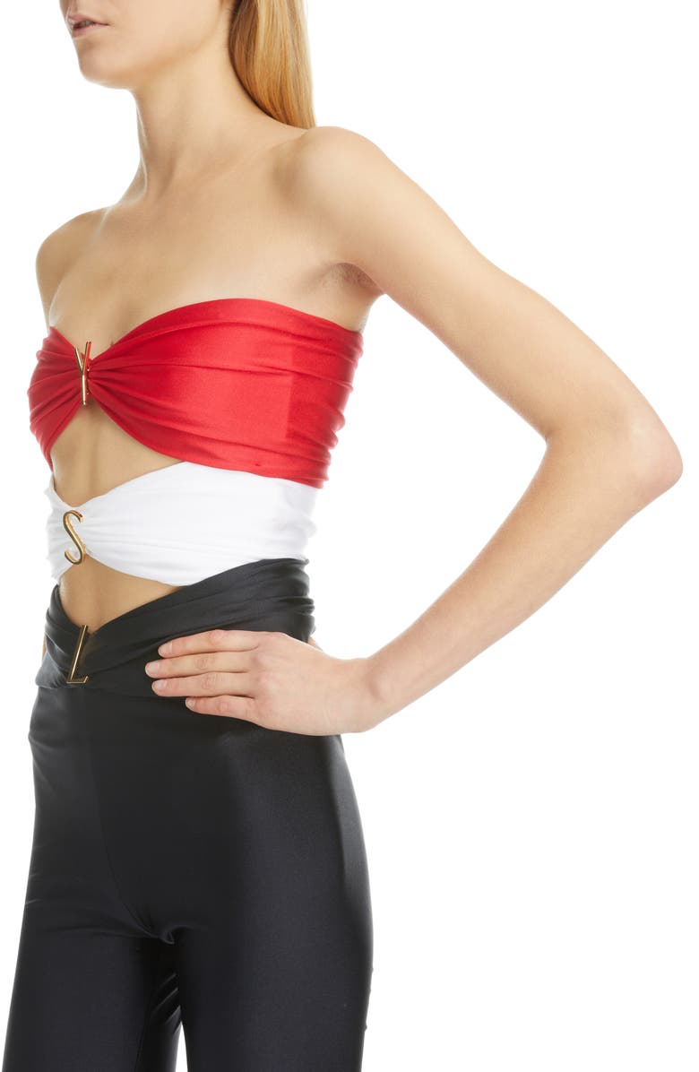 Yves Saint Laurent YSL Cutout Strapless Catsuit, Alternate, color,