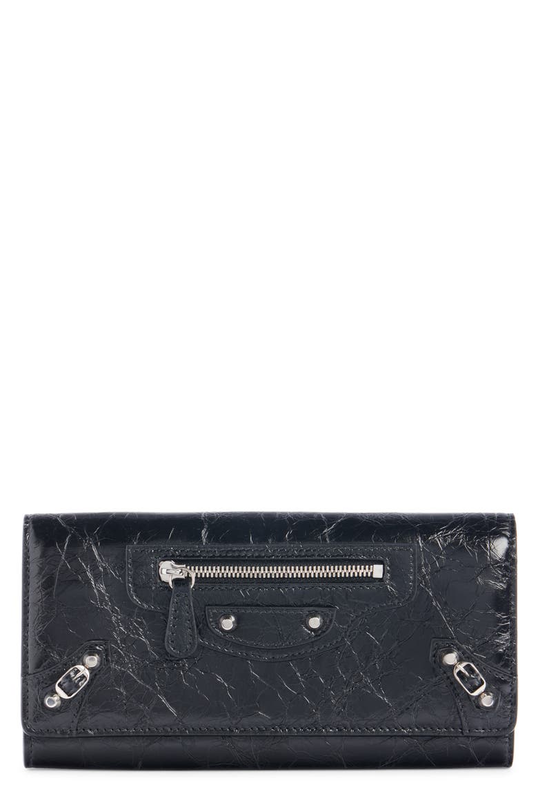 Le City Long Leather Wallet, Main, color, 1000 BLACK