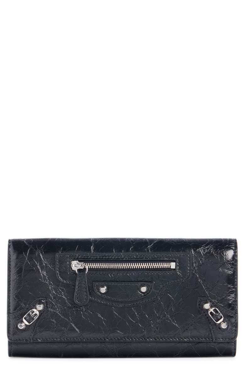 Balenciaga Le City Long Leather Wallet, Main, color, 1000 Black