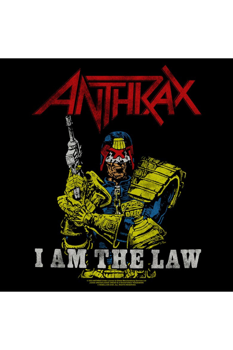 Men's Anthrax Distressed I Am The Law  Graphic T-Shirt, Alternate, color, Black