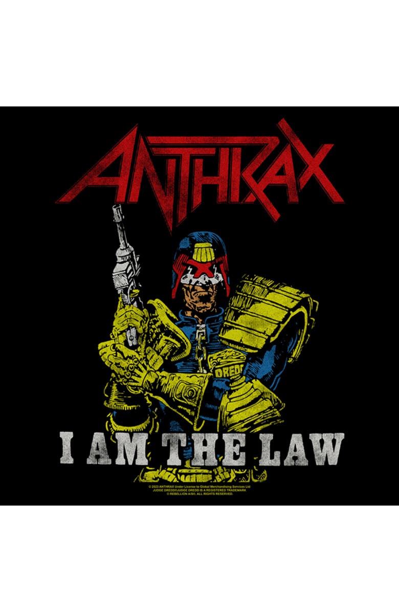 Anthrax Men's Anthrax Distressed I Am The Law Graphic T-Shirt, Alternate, color, Black