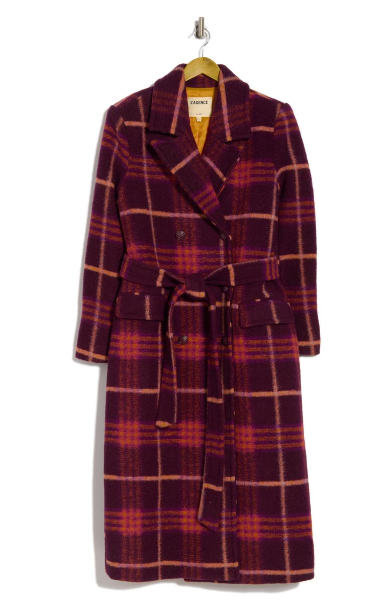 L'AGENCE Olina Plaid Coat, Alternate, color, 